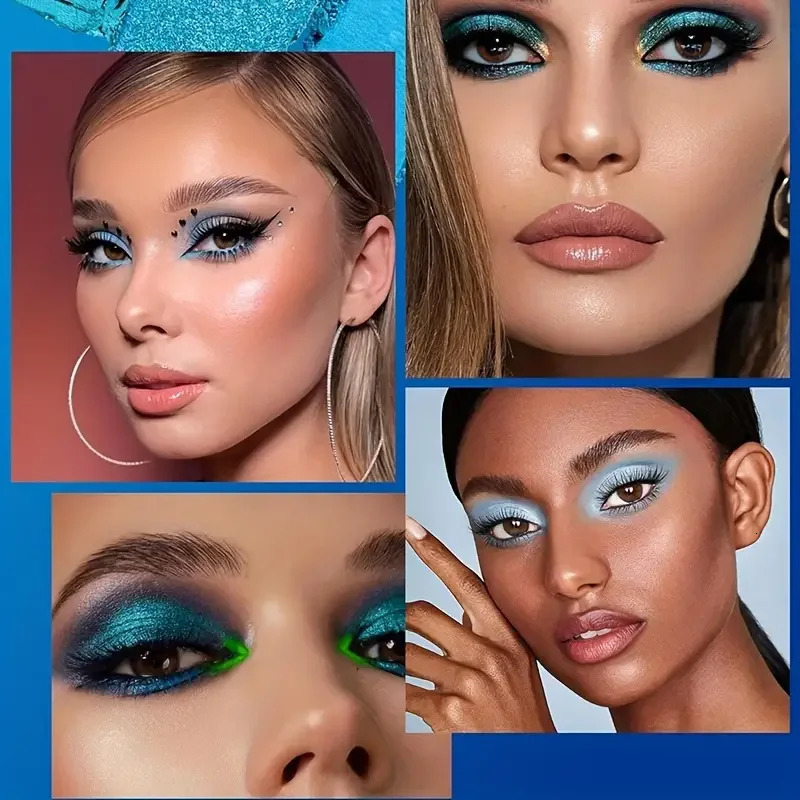 9 Color Eyeshadow Palette Blue Waterproof Sweatproof Blue Matte Pearl Glitter Finish Performance Stage Makeup Music Festival 250712