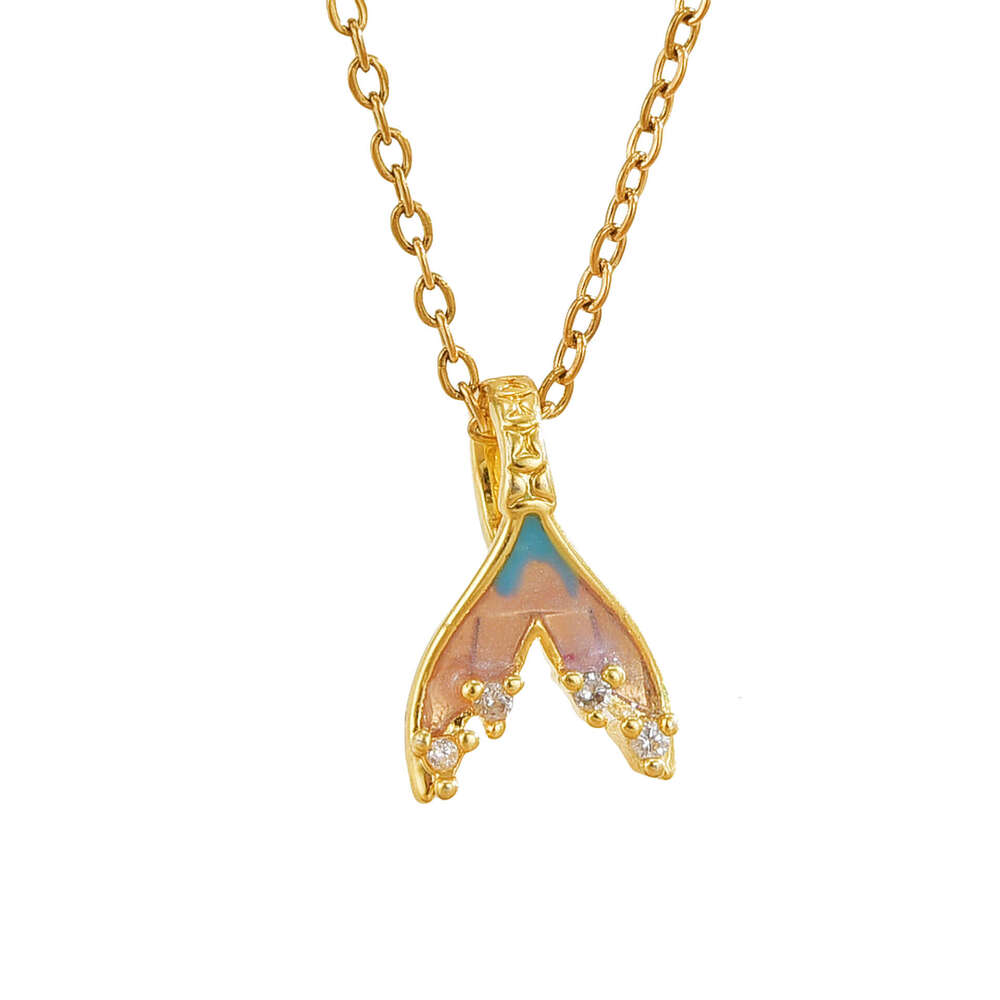 Fashionable Light Niche Jewelry Ocean World Copper Gold-Plated Necklace Titanium Steel Collarbone Chain 570