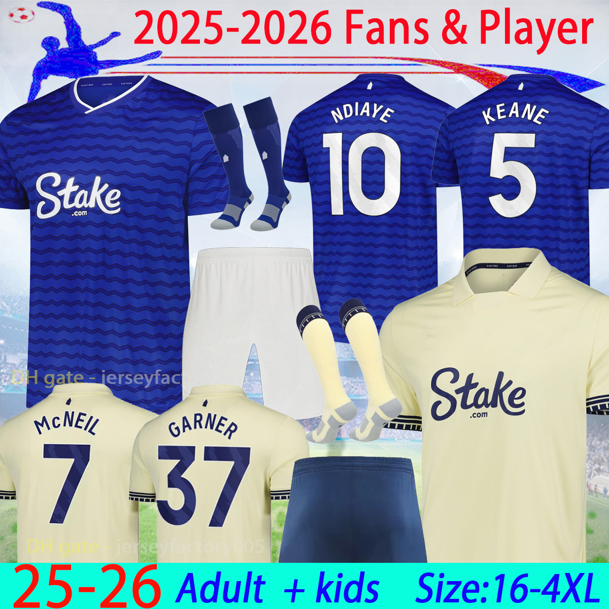 25 26 Evert GORDON soccer jerseys McNEIL CALVERT-LEWIN KEANE DAVIES DIGNE Uniforms Kids Kits Set Socks Full sets 2025 PICKFORD football shirts 16-4XL