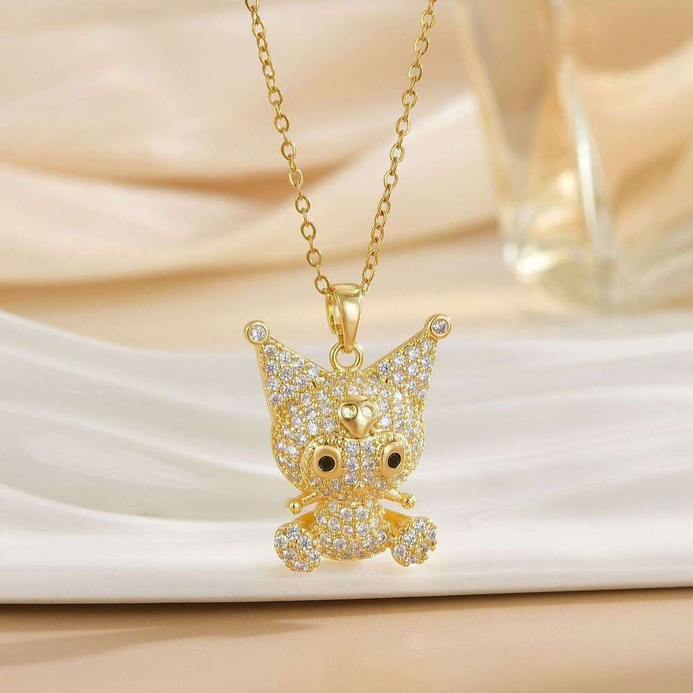 New Kuromi Pendant Titanium Steel Full Dia Cute Cartoon Little Devil Jewelry Accessory Cb7