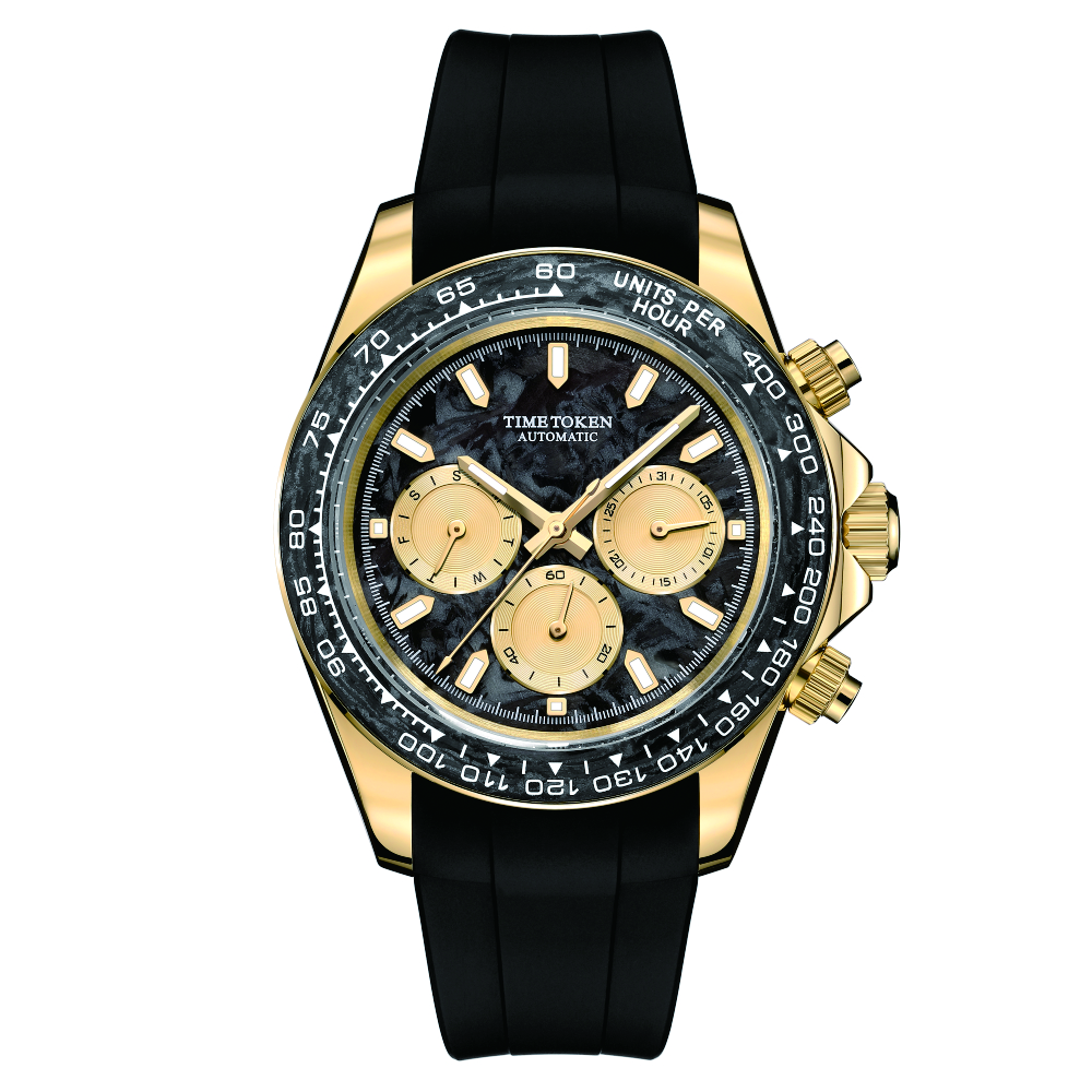 TIME TOKEN2025 New Carbon fibre 40MM Automatic Mechanical Wristwatches Automatic Sapphire Super Luminous Watch See-Through Back