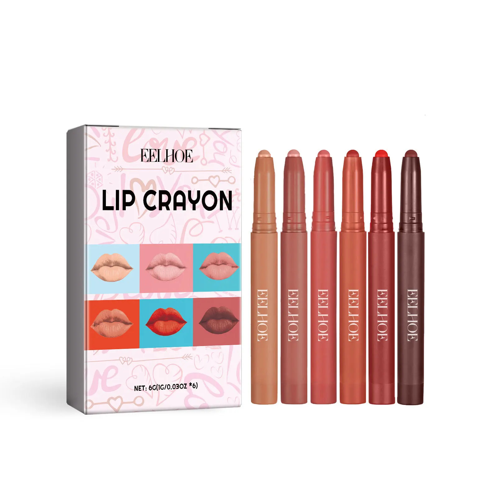 Waterproof Matte 6 Colors Lip Liner Pencil Lipstick Long Lasting Sexy Lip Tint Non-stick Cup Moisturising Lips Makeup Cosmetic 250716