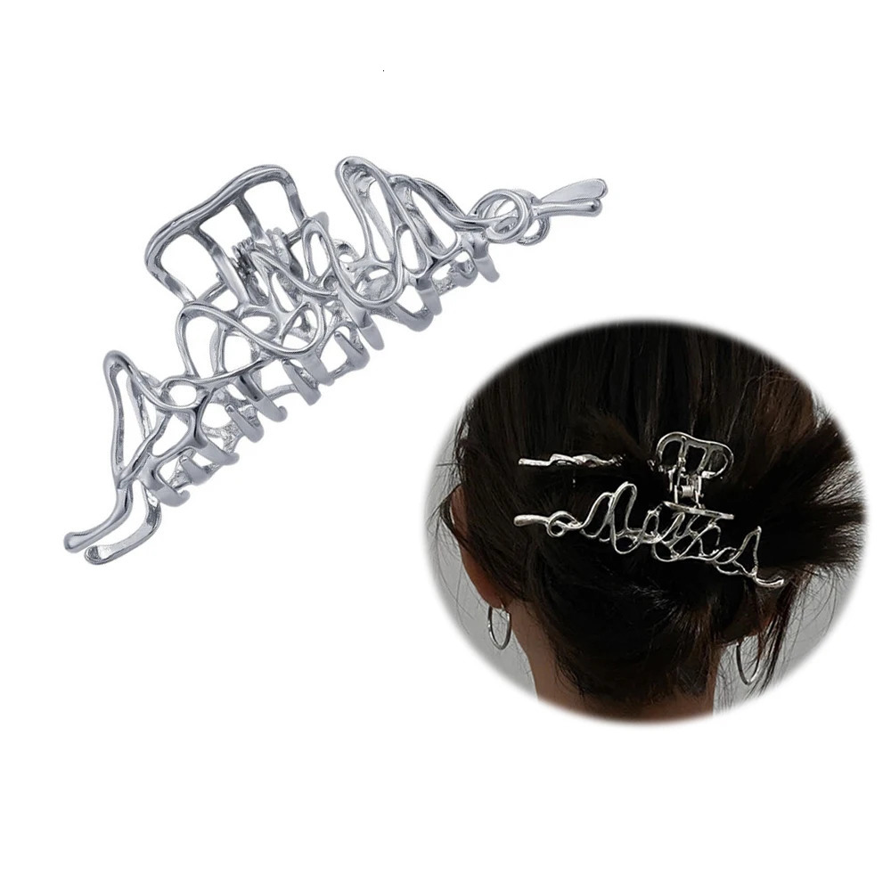 Large Metal Hair Claw Clip Irregular Hairpins Punk Style Silver Hair Claws Barrettes Women Vintage Jaw Clips Hair Accessories 250716