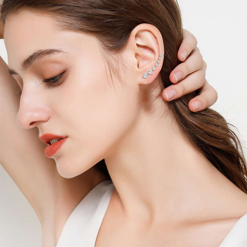 2024 Trendy Niche Moissanite For Women, Unique Punk Sweet Cool Style, Pure Sier Fashion Stud Earrings 30D