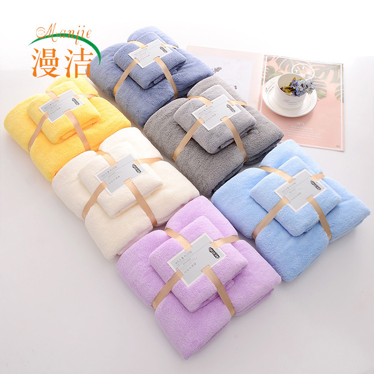 sets High quality jelly velvet absorbent coral velvet thickened non shedding Hair Face Hand Bath Towel Sets