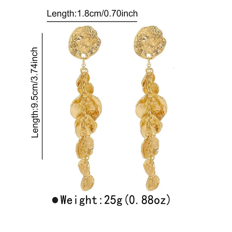Vintage Metal Geometric Round Drop Earring for Women Exaggerated Gold Color Long Circle Pendant Earrings Jewelry Accessories 250716