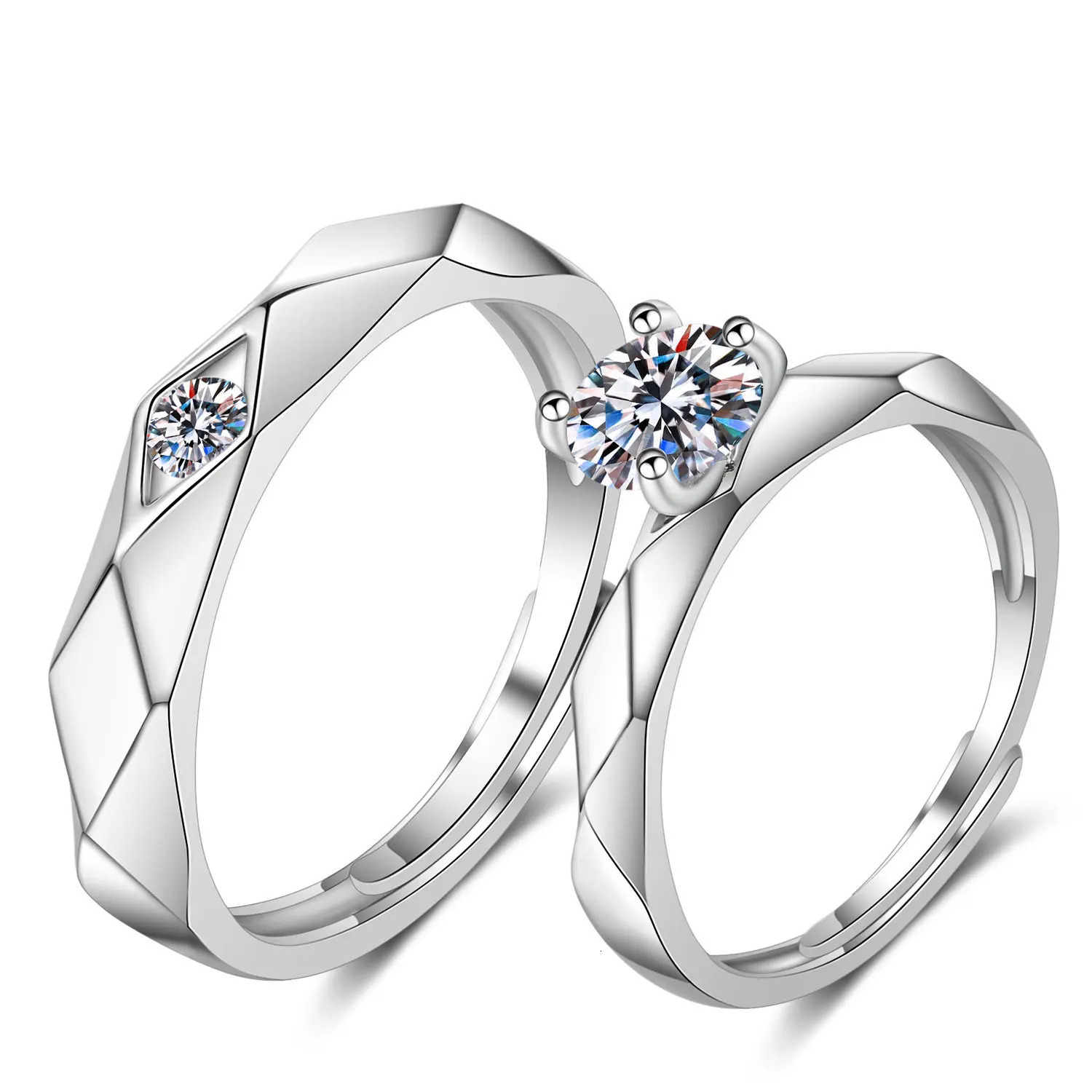 Romantic Two Hearts Beat As One Couple Rings for Women Men Fashion Zircon Wings n Engagement Wedding Ring Jewelry 250704