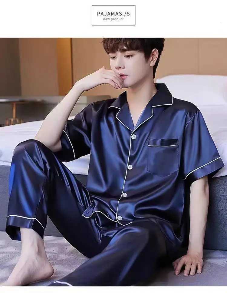 Luxury Mens Pajamas Set Long Sleeve Bamboo Silk Sleepwear Lightweight Home Loungewear Premium Nightwear M-5XL W250717