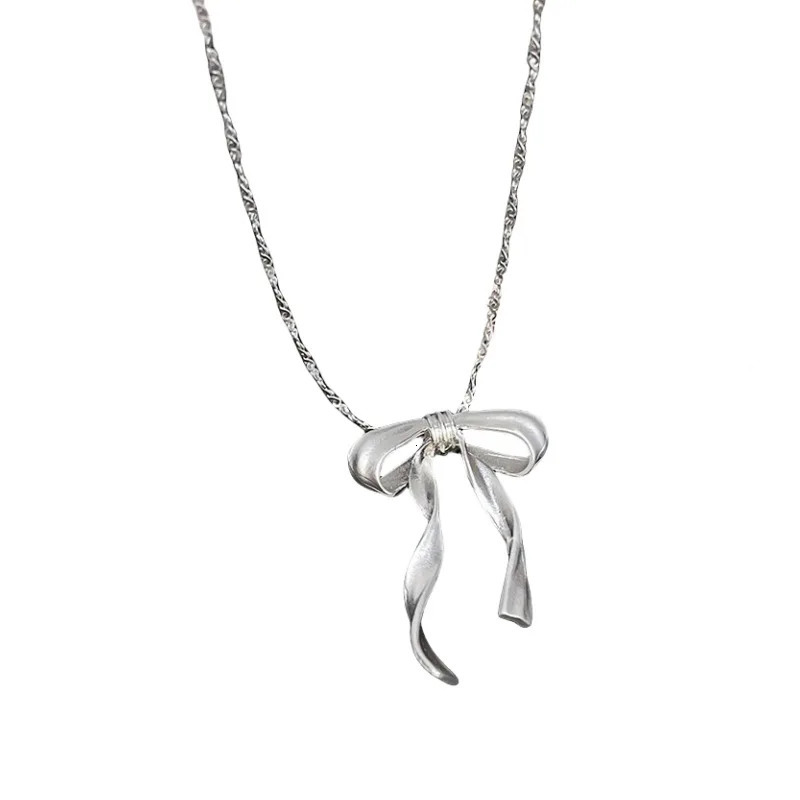 Exquisite Clavicle Chain Elegant Scrub Bow Pendant Necklace For Women Girls Temperament Collar Chain Korean Student 250715