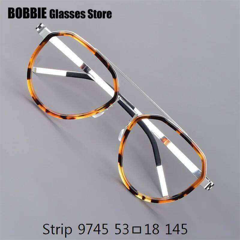 Classic Pilot Glasses Frame Men Women Eyeglasses Gafas Prescription Lens Oval Eyewear Titanium Strip Denmark Brand Design 9745