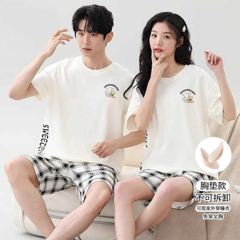 Summer Short Sleep Top Pant Cotton Pajamas Set For Men Women Cartoon Homewear Couples Sleepwear mens pajamas pajamas W250717