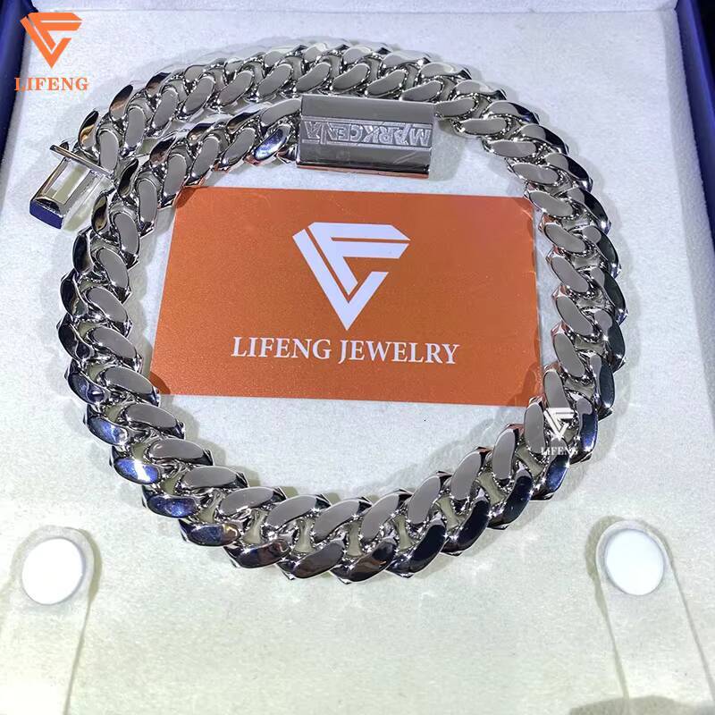 High Quality 18mm Moissanite Necklace for Men VVS White Gold Plated Miami Cuban Link Chain Hip-hop Style