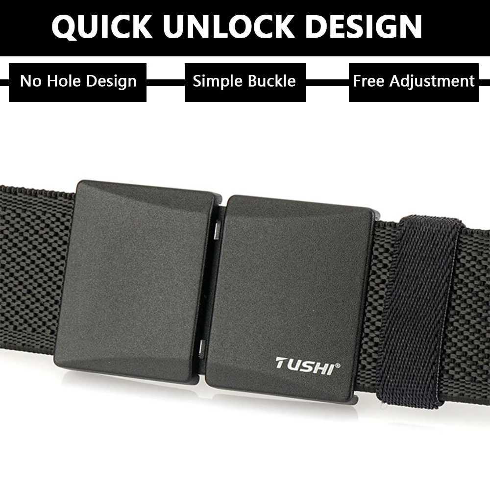 TUSHI New Magnetism Alloy Quick Release Pluggable Buckle Elastic Belts For Men Durable Tactical Belt Cowboy Outdoor Belt Hunting W250717