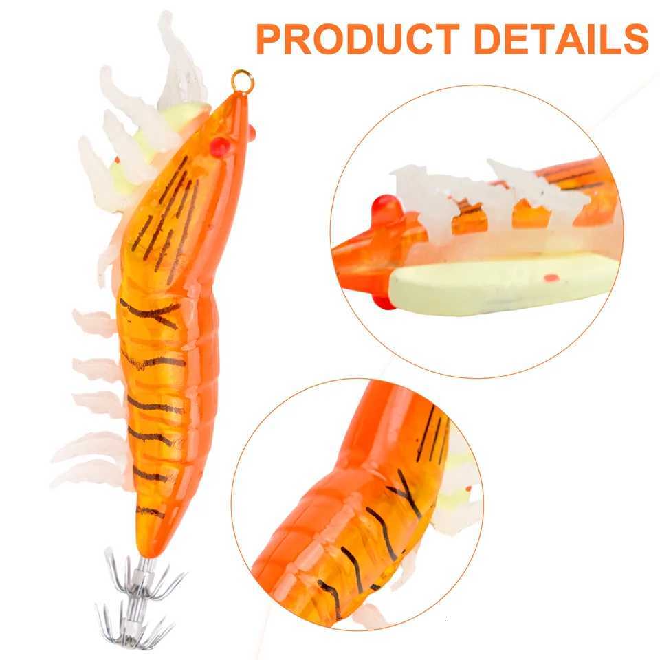 Squid Bait Squid Hook Wood Shrimp Squid Hook Soft Leg Shrimp Lure Bait 3D Flash Shrimp 10*5cm Shallow Minnow Longcast Z250717
