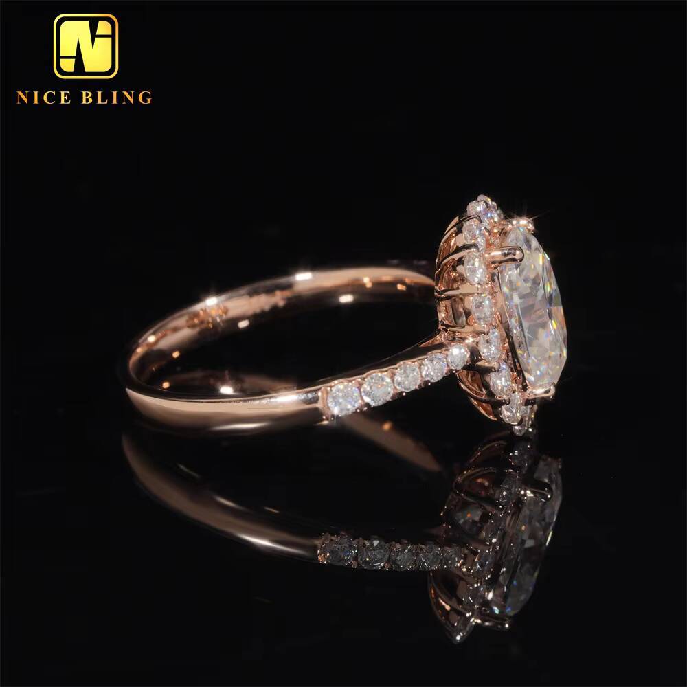 Fashion VVS Moissanite Diamond Wedding Rings 14K Real Gold Wedding Ring Oval Cut Engagement Ring for Women