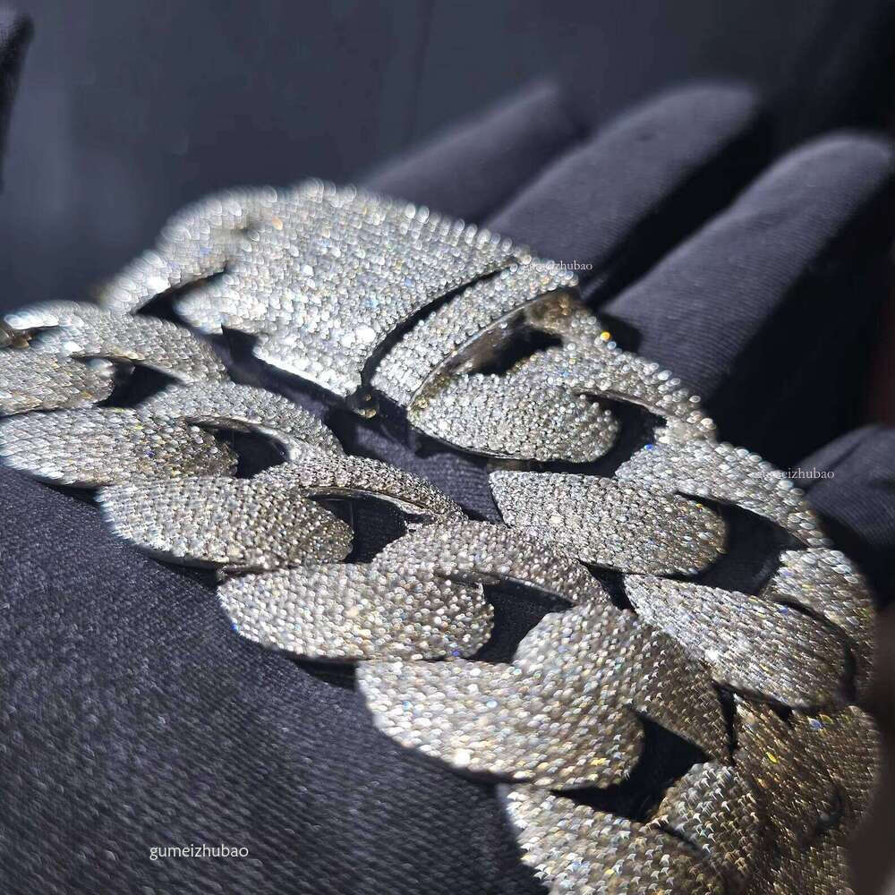 Top jewelry necklaceDesigner necklaceHip-Hop Iced Out White VVS Sterling Sier26 Cubic Zirconia Four row drillCuban Chain Necklace for Men