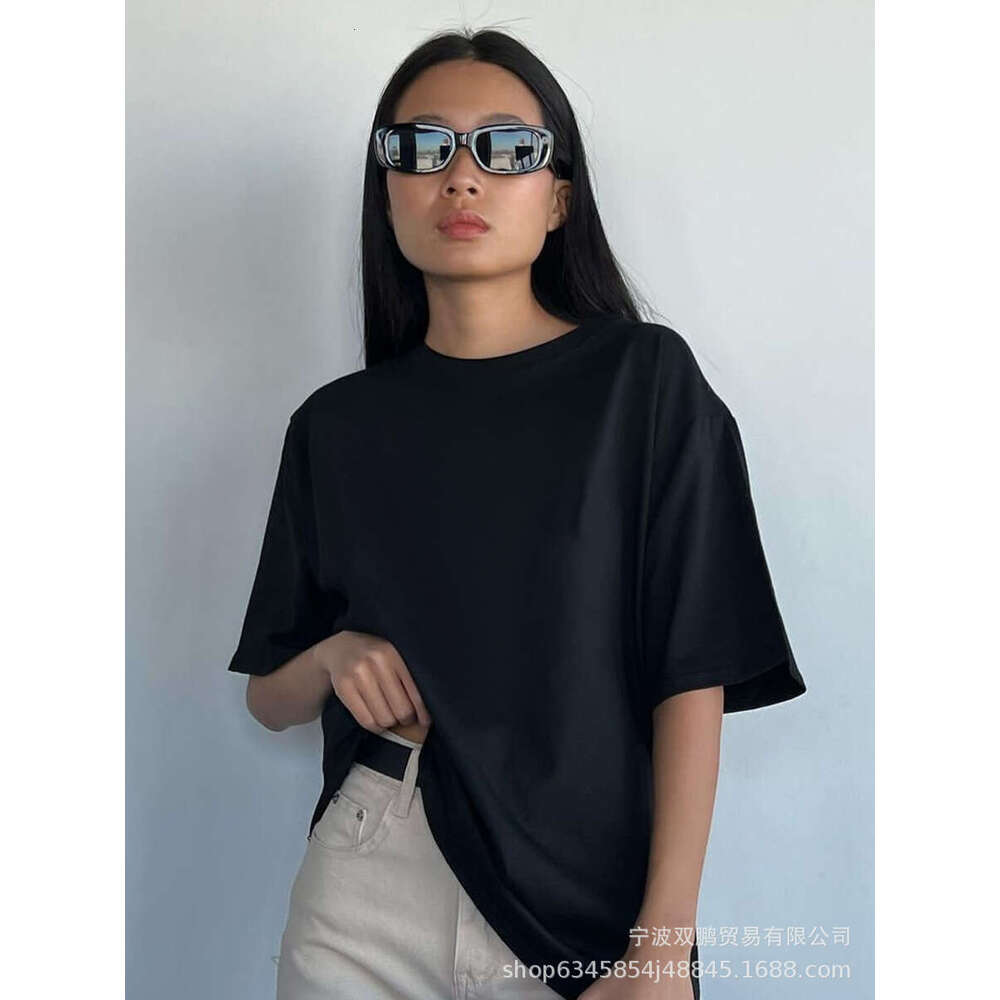 Spring/Summer New Solid Color Loose Fit Women's Short Sleeve Cotton T-Shirt Versatile Simple Top B5