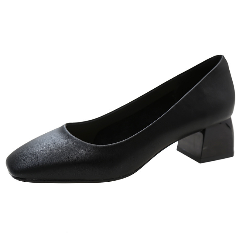 New Versatile Genuine Leather Cowhide Round Toe Square Root Commuting Work Daily Beautiful Temperament Low Chunky Heel Single Shoes for Women ddmysatu