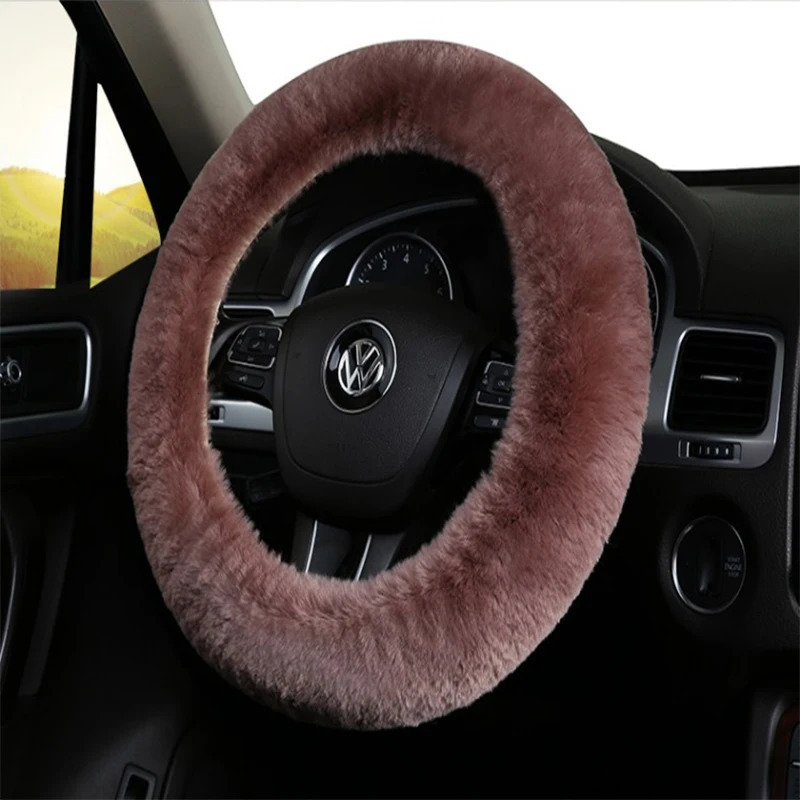 OFLBA Real Fur Car Steering Wheel Cover Auto Australian Sheepskin Steering Wheel Covers Universal Warm 250715