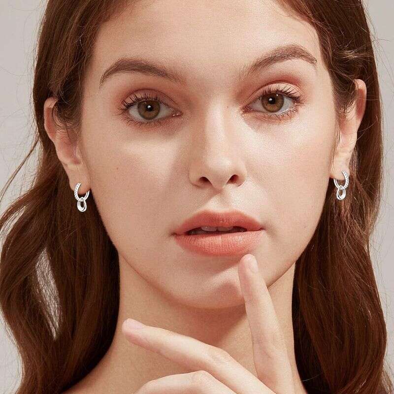 Korean Style Dongdaemun Fashion Double Hoop Moissanite Light Earrings For Women S Pure Sier Ear Jewelry 725