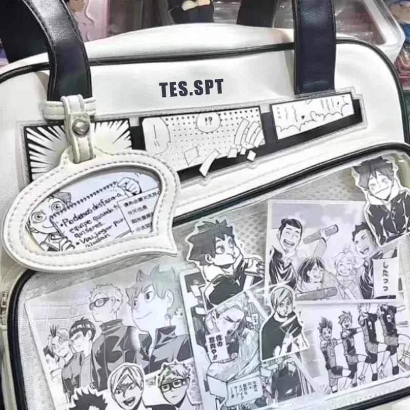 Y2k Graffiti Carktoon Ita Bag Japanese Style Kawaii Shoulder Crossbody Bags Fashion Transparent Front Pocket DIY Tote Handbags 250714