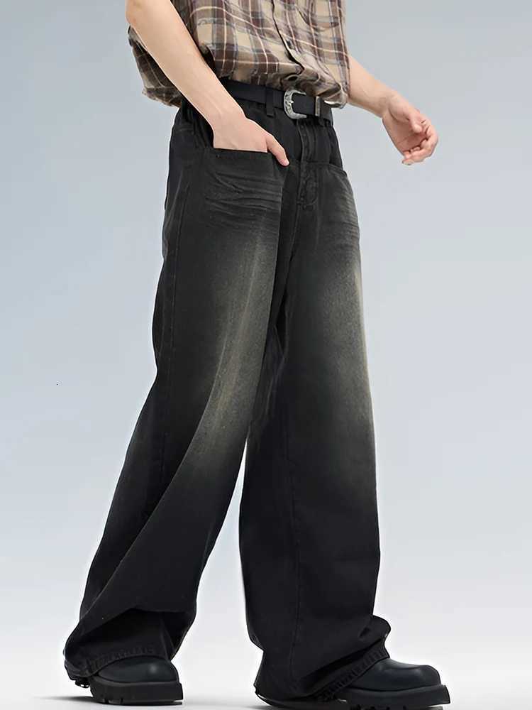 Male Classic America Hip Hop Rap Jeans Wide Leg Youth Popular Jeans Men Straight Leg Retro Loose Trousers Oversized Denim Pants R250716