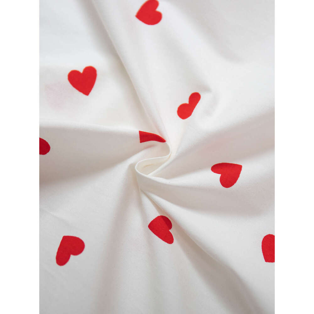 Summer New Red Heart Print Doll Collar Lantern Sleeve Shirt B5