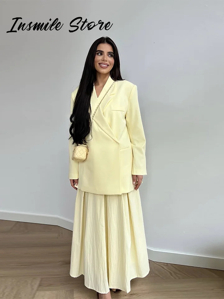 Casual One Button Blazers Women Loose Solid Lapel Half Sleeve Pockets Suit Jackets 2025 Spring Summer Office Lady Outwear 250715