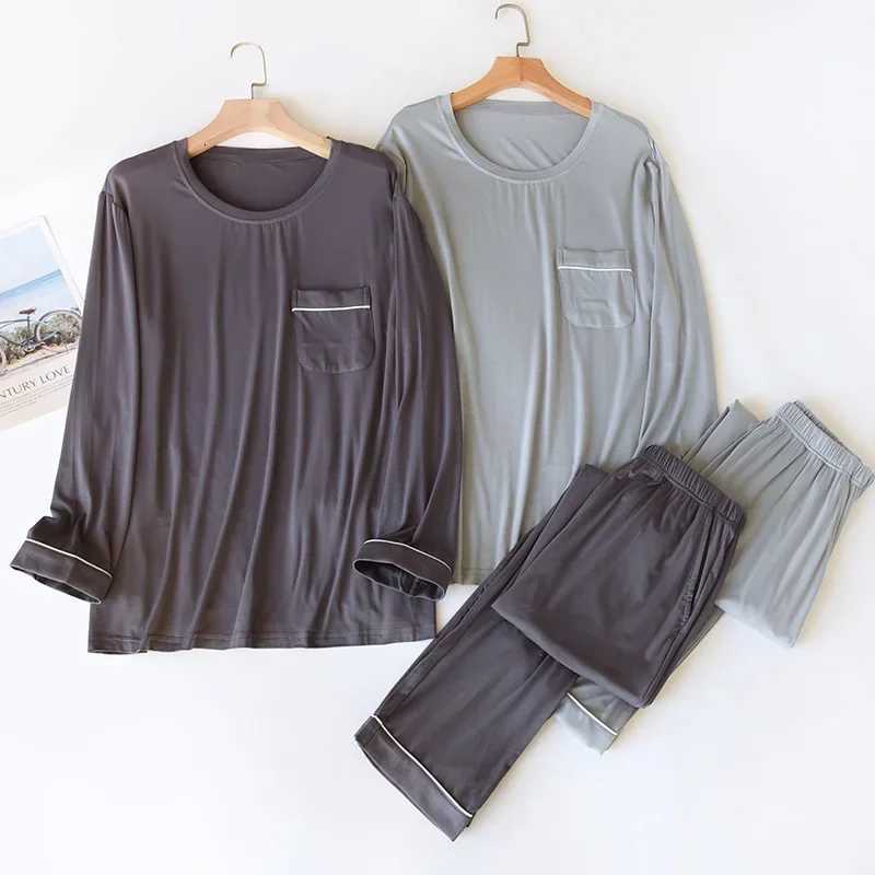 New Spring and Autumn Mens Pajamas Set Modal Long Sleeve Pants Two Piece Loose Oversize Home Suit Pajamas For Men Sleepwear W250717