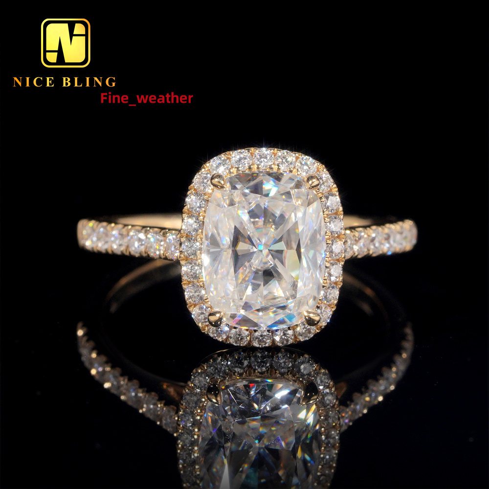 Diamond Wedding Rings Women VVS Moissanite 14K Gold Cushion Cut Ring Moissanite Engagement Ring for Men Women