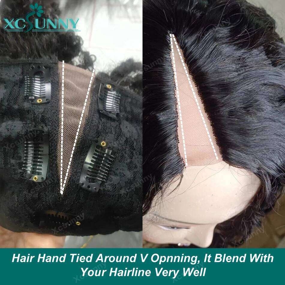 Water Wave V 180 Density Brazilian Upgrade U Part Human Hair Vpart Curly Wig Wear With Your Own Hairline