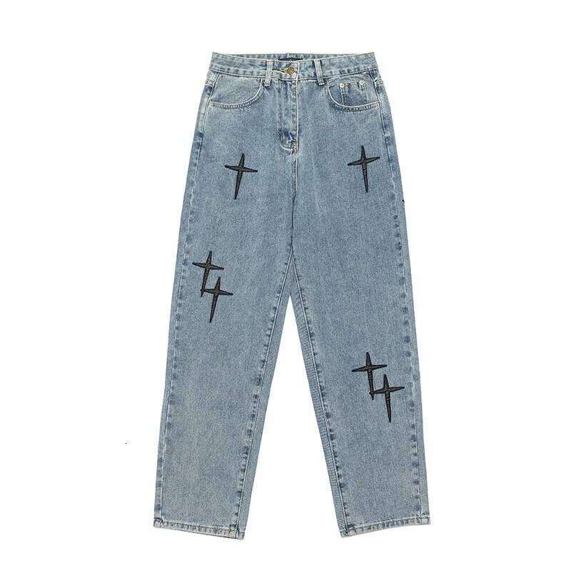Prints Men 2023 New Streetwear Baggy Wide Leg Jeans Korean Fashion Drapes Straight Casual Loose Denim Cargo Pants