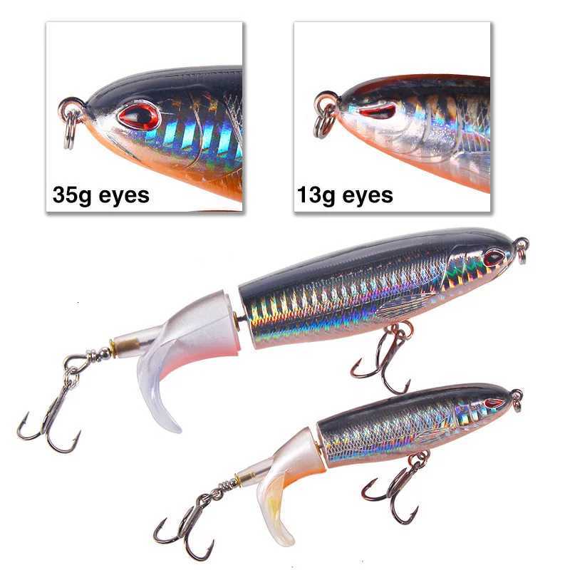 10cm/14cm Topwater Fishing Lure Whopper Popper Artificial Bait Hard Plopper Soft Rotating Tail Fishing Tackle Fishing Bait Z250717