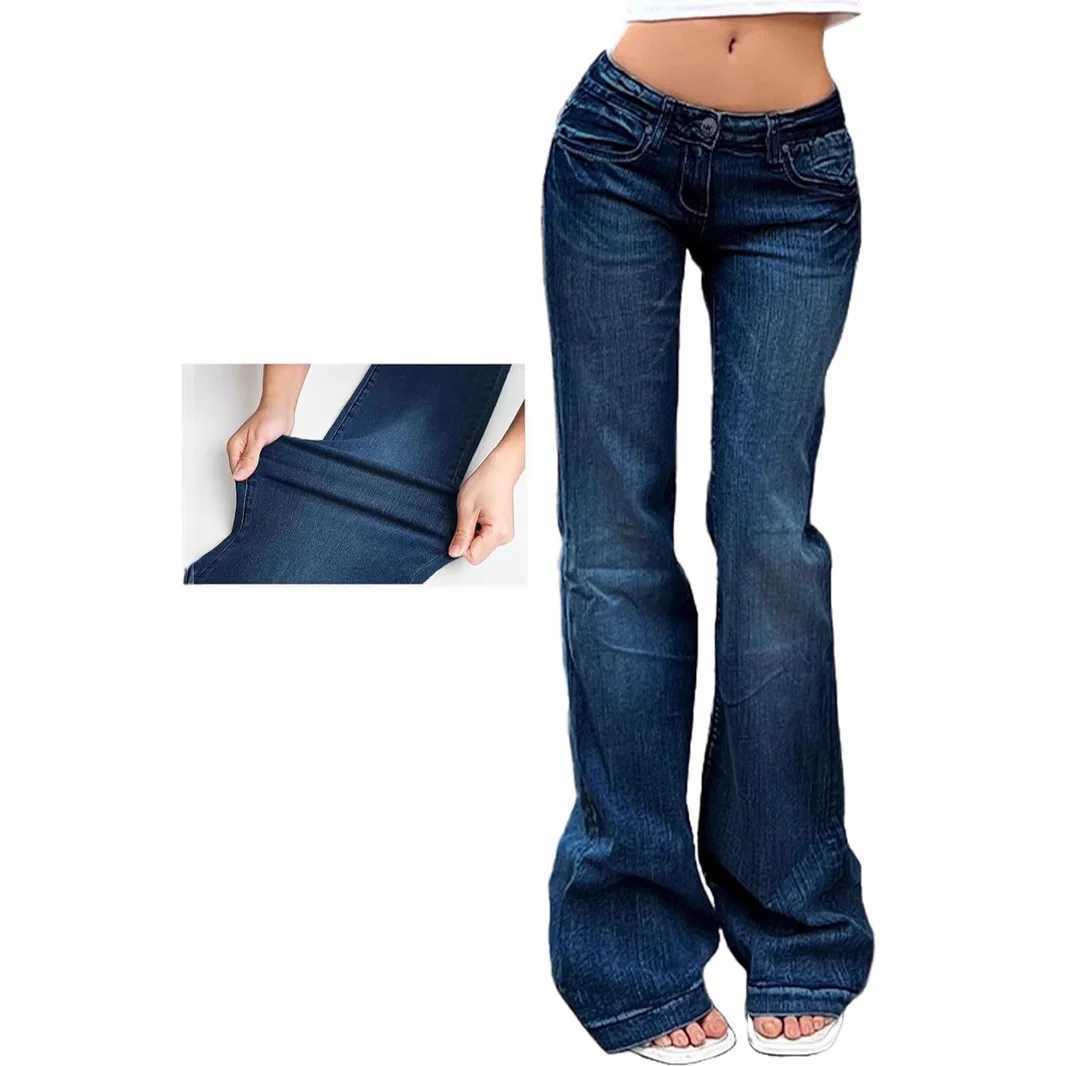 2025 New Temperament Fashion Casual Womens Denim Flare Leg Jeans 90s Low Rise Vintage Pants Club Street Style Hot Sale S M L R250716