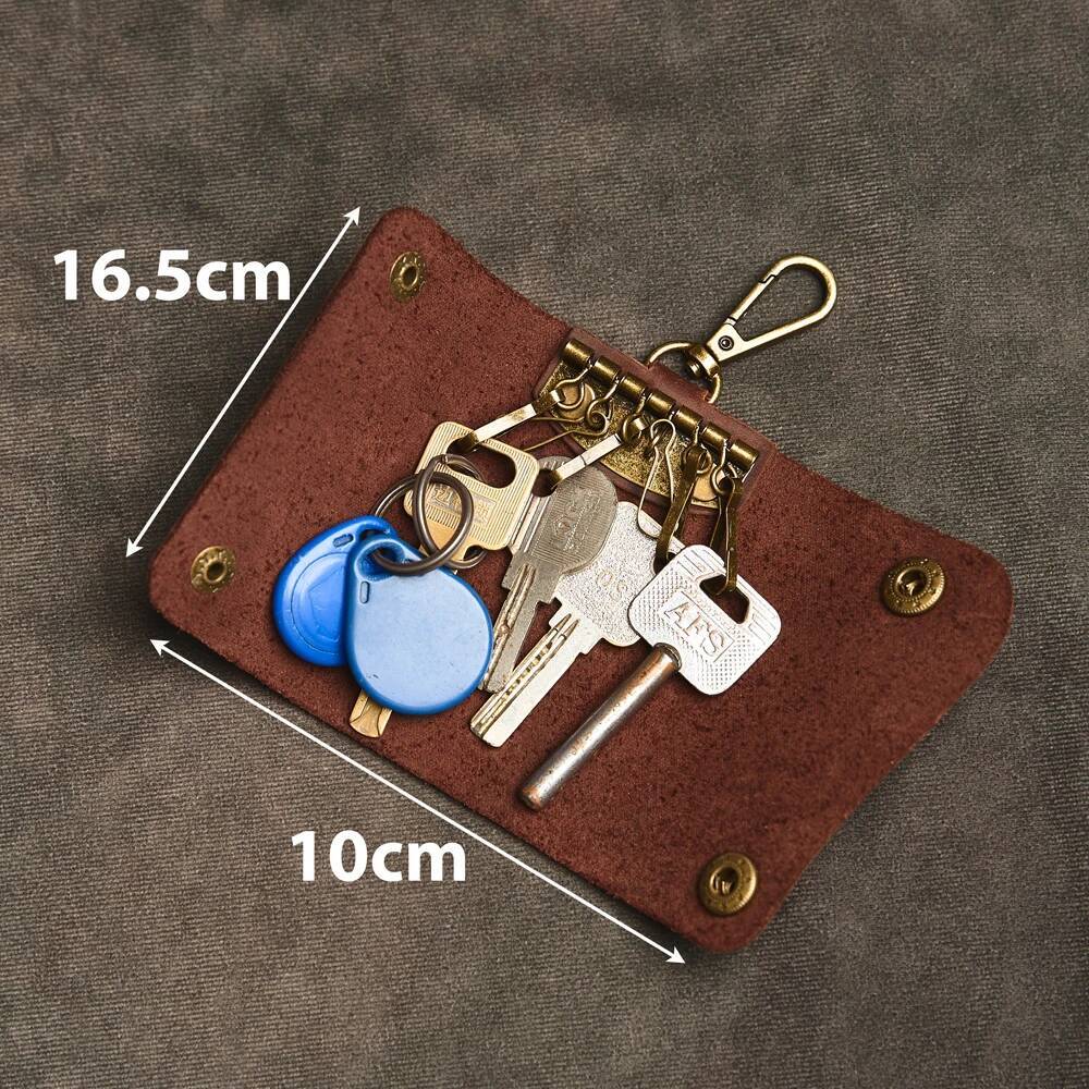 Handmade Genuine Leather Keychain Men Organizer Pouch Wallets Housekeeper Key Case Card Holder Male