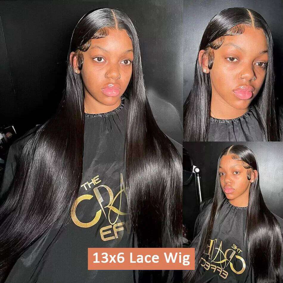 250 Density 13x4 13x6 Transparent Bone Straight 30 40 Inches Lace Front Human Hair Brazilian Frontal Wigs For Women