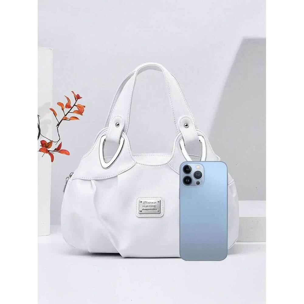 Fashionable and minimalist shoulder solid color large capacity portable tote bag, essential for daily shopping