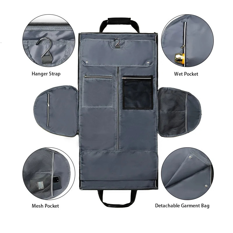 Travel Suit Bag Convertible Garment Bag Wearable Folding Storage Hanging Clothes Bag Crossbody Convertible Backpacks 250714