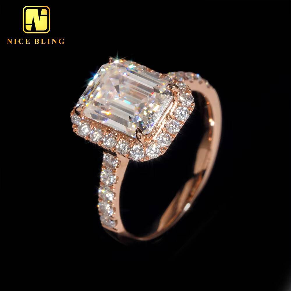 Custom Luxury Jewelry 14K Real Gold Iced Out VVS Moissanite Diamond Wedding Engagement Ring for Women