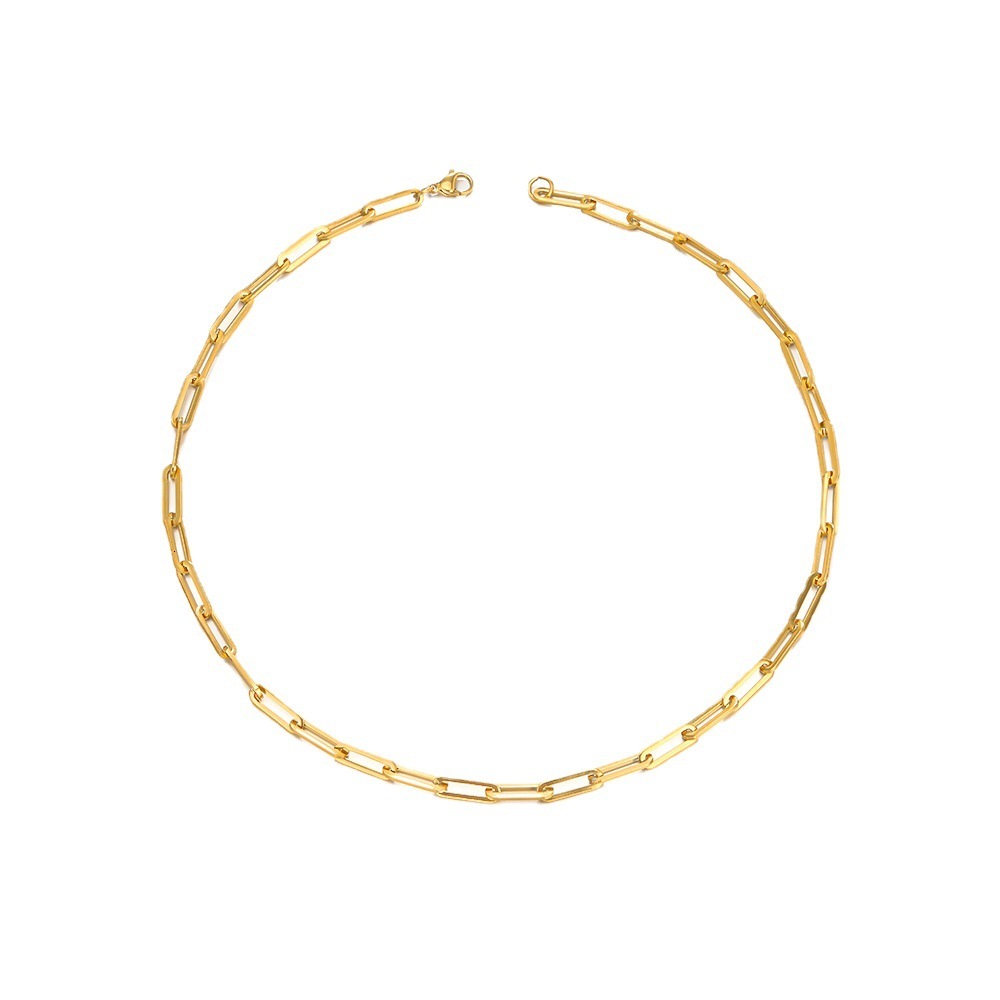 Titanium Steel Necklace for Women Simple Stainless Steel Chain Necklace Gold-Plated Clavicle Chain Choker