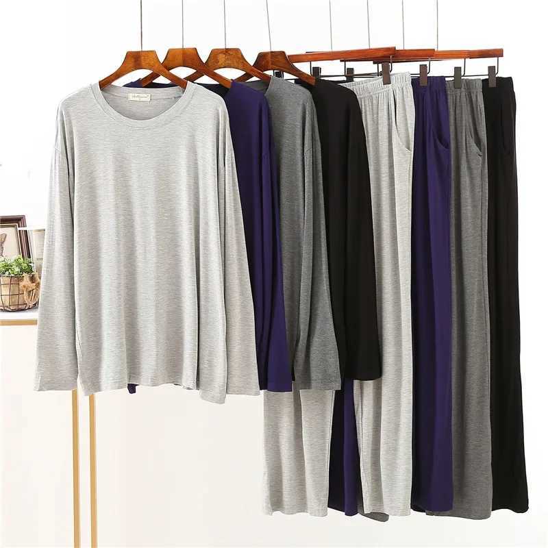 Japanese New Style Modal Spring and Autumn Mens Pajamas Long-Sleeved Loose Large Size Home Service Suit Mens Pajama Set Sleepwear W250717