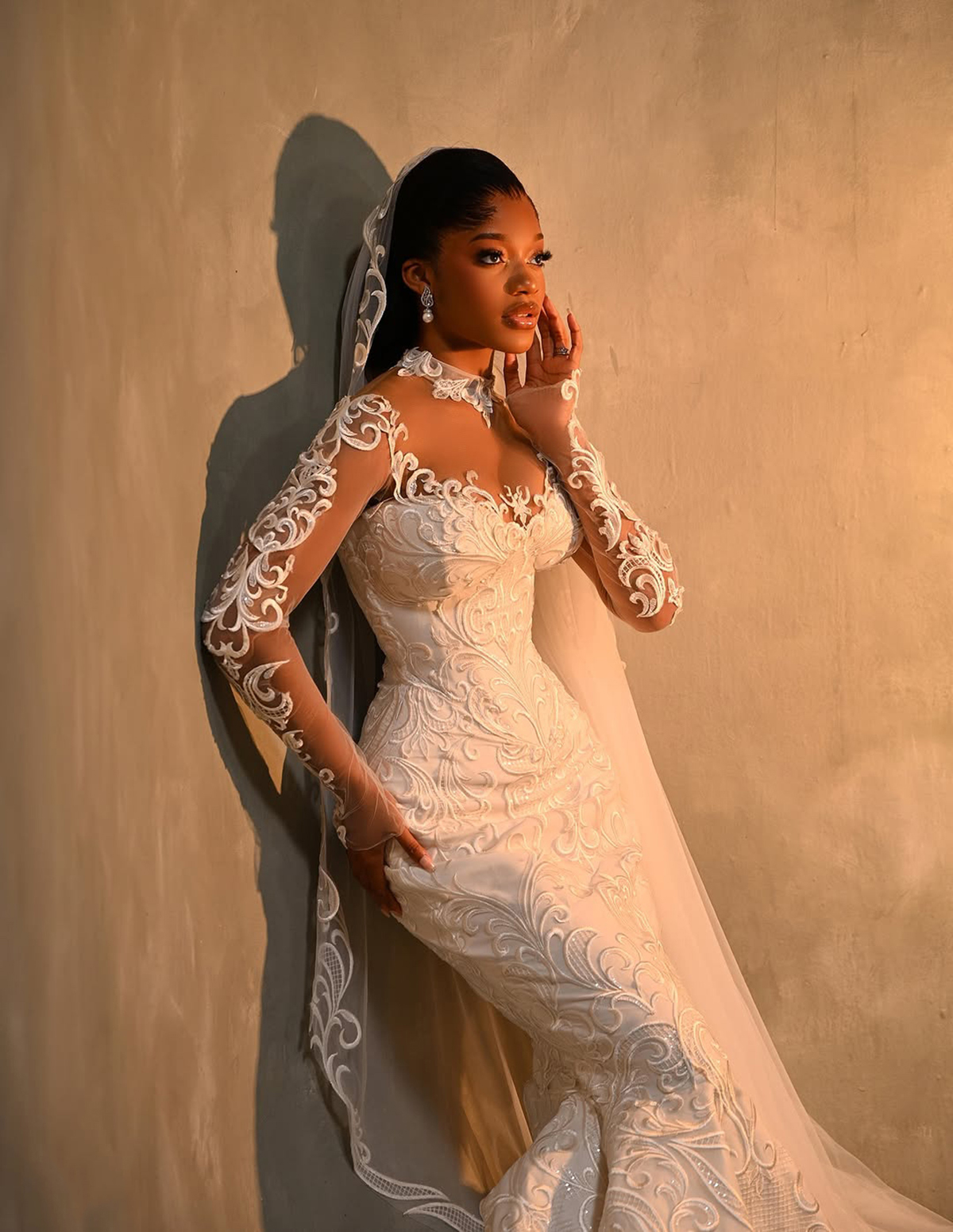 Vintageinspired Mermaid Wedding Dresses High Neck Long Sleeve Embroidery Bridal Gowns Sweep Train Customized Vestidos De Novia