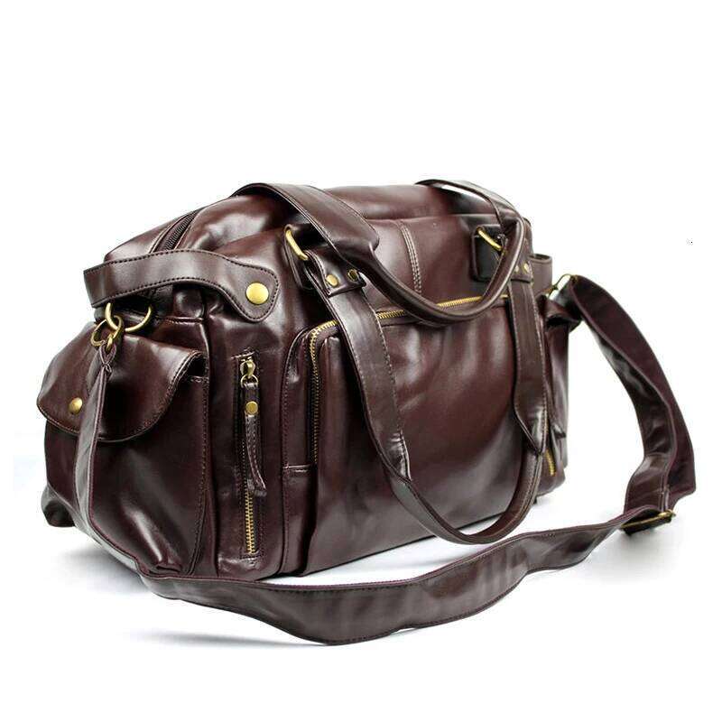 Men Travel High Quality PU Leather Handbags Casual Vintage Shoulder Laptop Bags Black Brown Lage Hand Bag