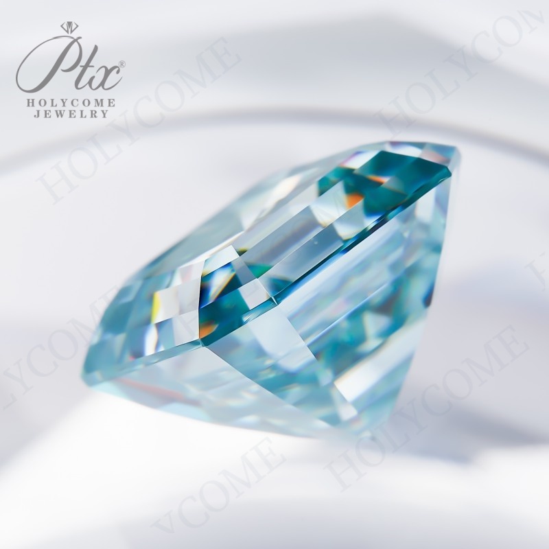 Hot Sale Asscher Brilliant Cut Aqua Blue Tone Original Color VVS1 Mossanite Diamond All Sizes 1ct to 10ct GRA Diamond Loose Moissanite Stone