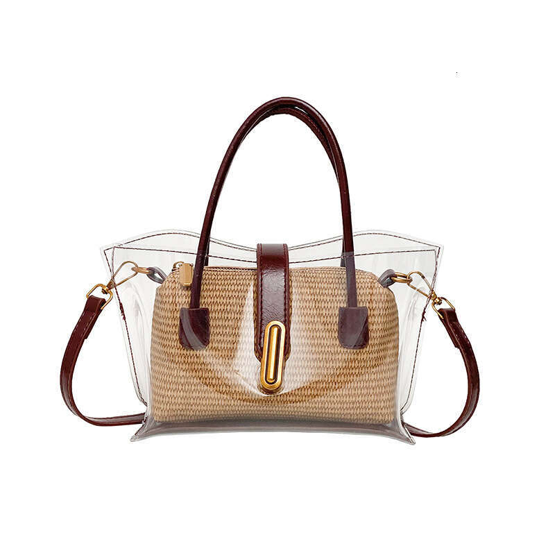 Korean Style Handheld Bucket for Women 2025 Summer New Simple Personality Transparent Single Shoulder Crossbody Bag