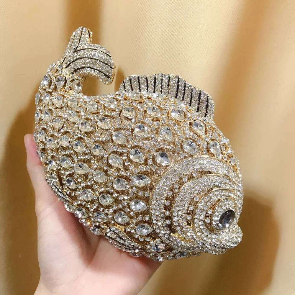 Dinner Bag Mermaid Full Dia Crystal Animal Goldfish Style Celebration Party Birthday Wedding Clutch