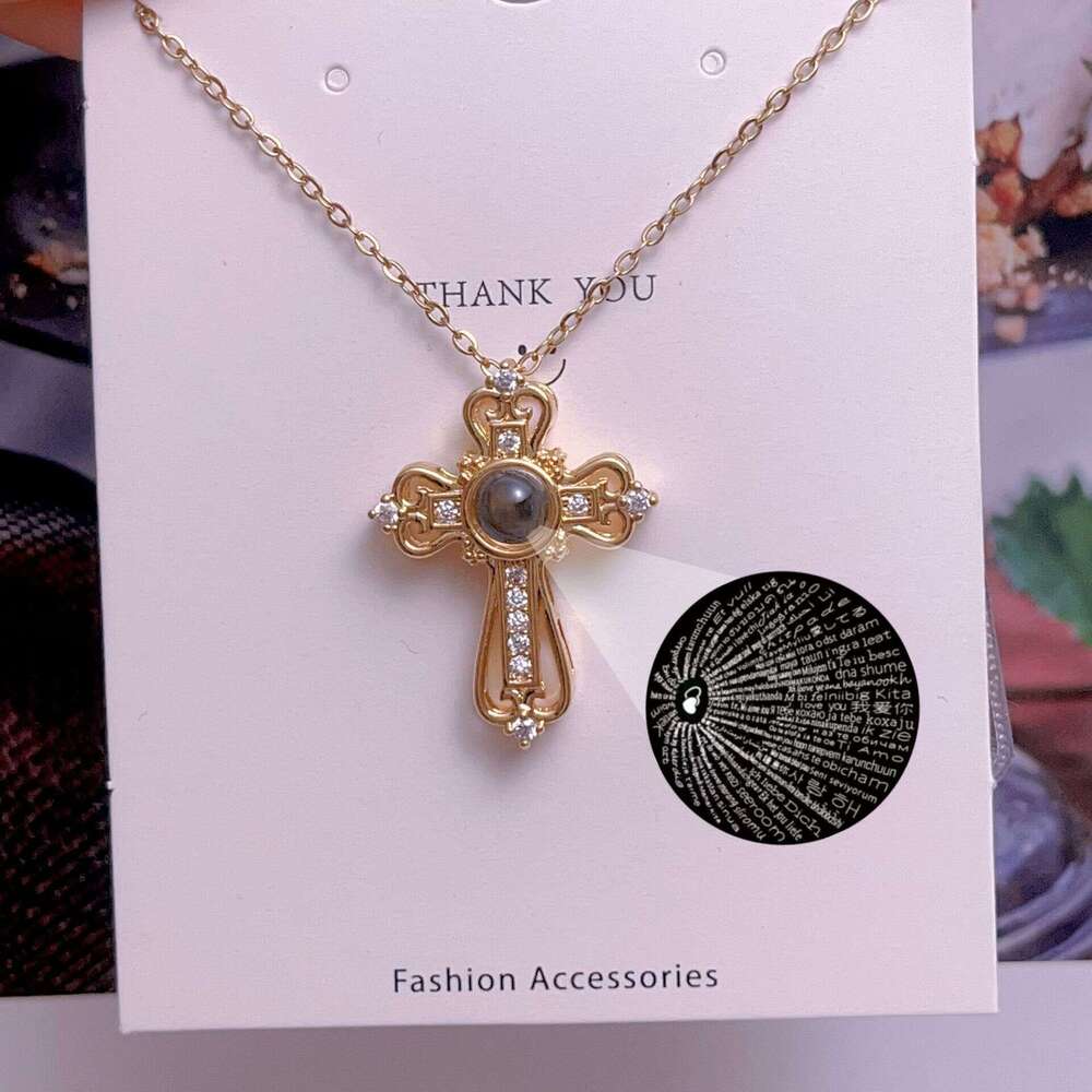 Projection Of 100 Languages I Love You Necklace For Women, Light , Niche, High-End Feel, Versatile Accessory 894