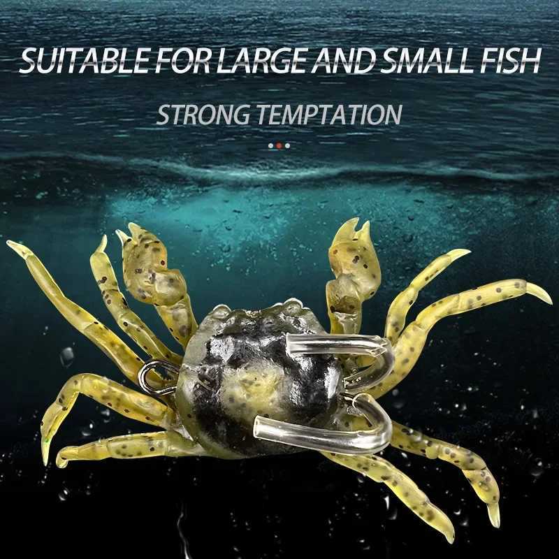 2 PCS 3D Simulation Rubber Crab Soft with DoubLE Hook Sea Fishing Bait Trap Sinking Swimming TackLE AccESSories Z250717