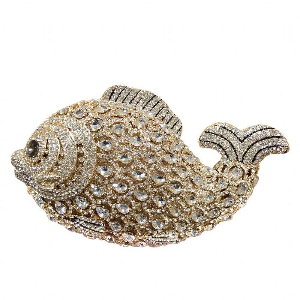 Dinner Bag Mermaid Full Dia Crystal Animal Goldfish Style Celebration Party Birthday Wedding Clutch