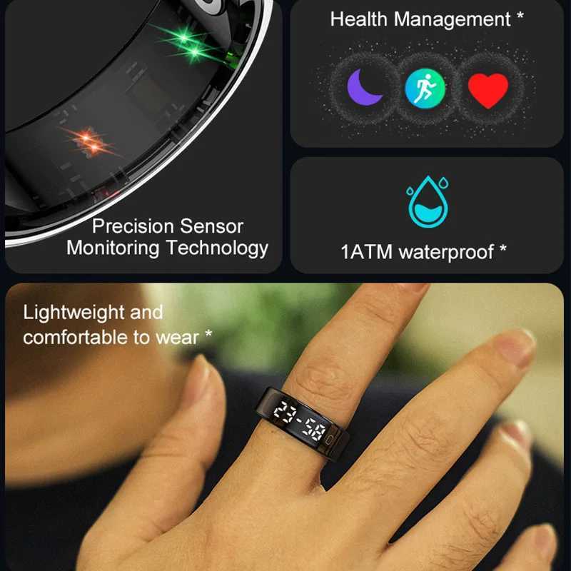 11C Smart Ring Men Women Display Screen Gesture Swipe Video Smart Ring Waterproof Heart Rate Sleep Monitor Ring for Android IOS W250717